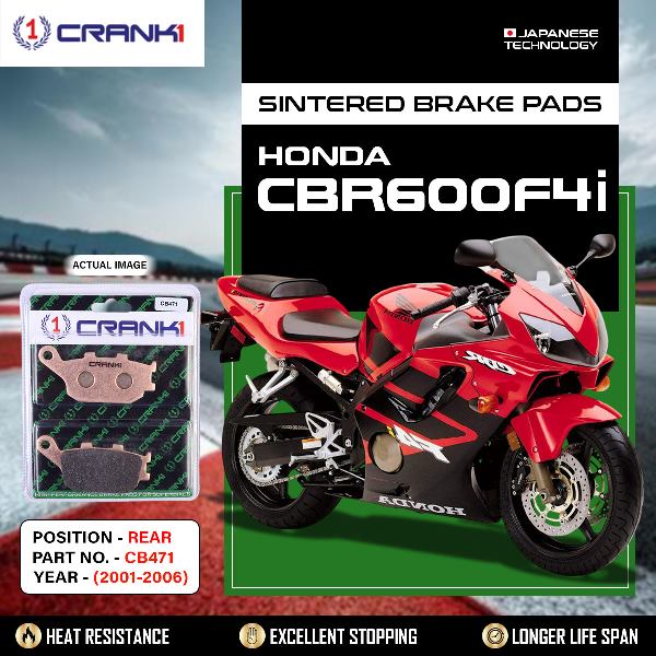 CRANK1 Brake Pads Rear Honda CBR 600 F4i- 2001 to 2006-CB471