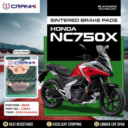 CRANK1 Brake Pads Rear Honda NC750X (2014 Onwards)-CB694