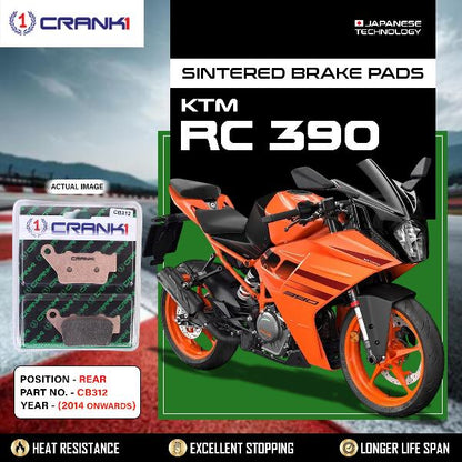 CRANK1 Brake Pads Rear KTM RC 390 2014 Onwards-CB312