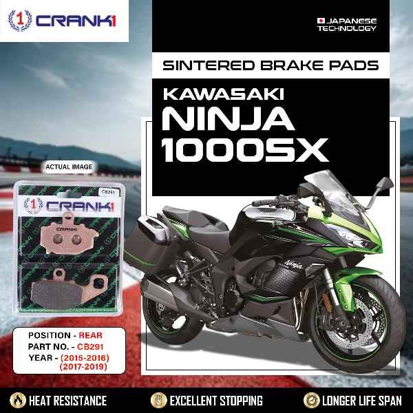 CRANK1 Brake Pads Rear Kawasaki Ninja 1000SX (2015-2016) (2017-2019)-CB291