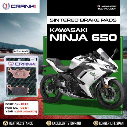 CRANK1 Brake Pads Rear Kawasaki Ninja 650 (2017 Onwards)-CB471