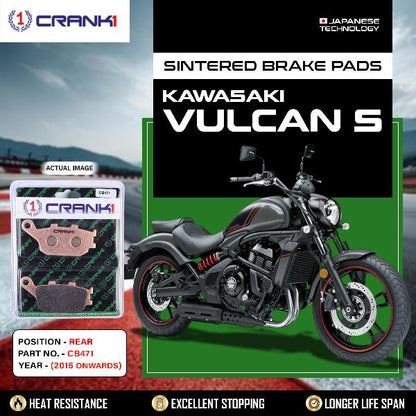 CRANK1 Brake Pads Rear Kawasaki Vulcan S -2015 Onward-CB471