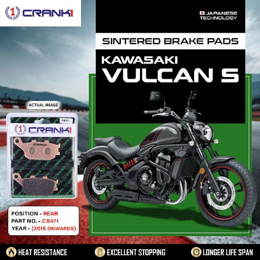 CRANK1 Brake Pads Rear Kawasaki Vulcan S -2015 Onward-CB471