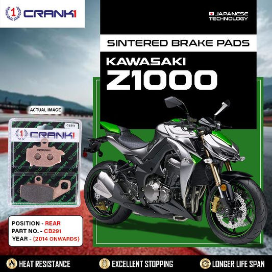 CRANK1 Brake Pads Rear Kawasaki Z1000-2014 Onward-CB291