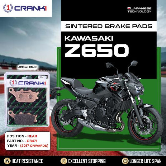 CRANK1 Brake Pads Rear Kawasaki Z650 – 2017 Onward-CB471