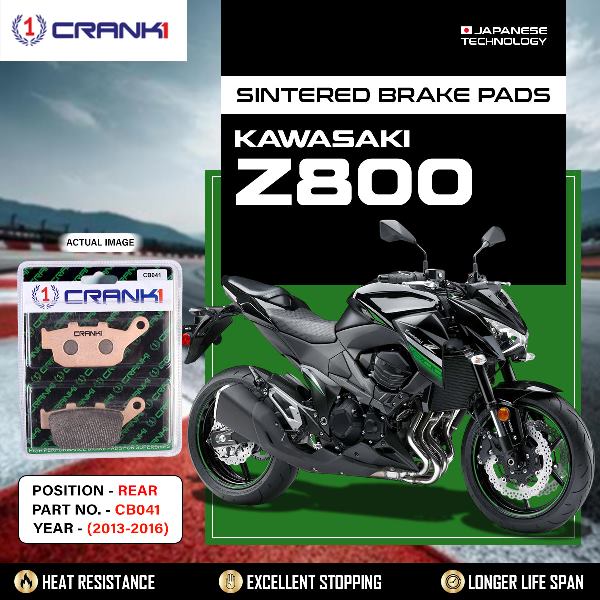 CRANK1 Brake Pads Rear Kawasaki Z800-2013 to 16-CB041