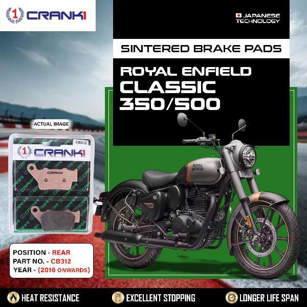 CRANK1 Brake Pads Rear Royal Enfield Classic 350500 (2016 Onwards) -CB312