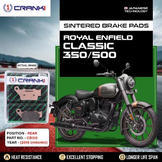 CRANK1 Brake Pads Rear Royal Enfield Classic 350500 (2016 Onwards) -CB312