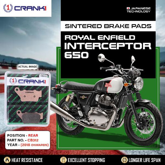 CRANK1 Brake Pads Rear Royal Enfield Interceptor 650 (2018 Onwards)-CB312