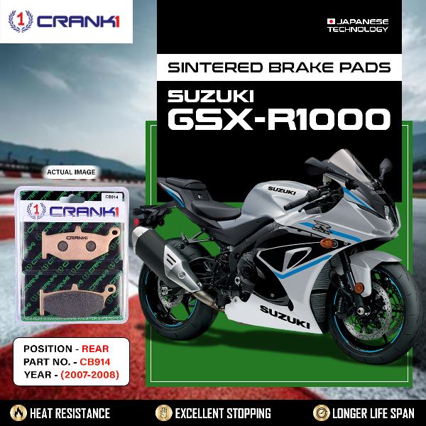 CRANK1 Brake Pads Rear Suzuki GSX-R1000 – 2007 to 2008 – CB914