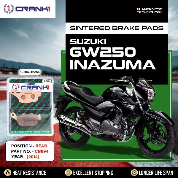 CRANK1 Brake Pads Rear Suzuki GW250 Inazuma – 2014-CB694