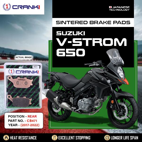 CRANK1 Brake Pads Rear Suzuki V-Strom 650-2017 TO 2022-CB471