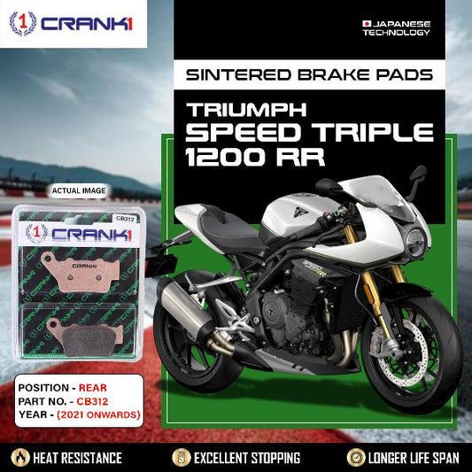 CRANK1 Brake Pads Rear Triumph Speed Triple 1200 RR (2021 Onwards)-CB312