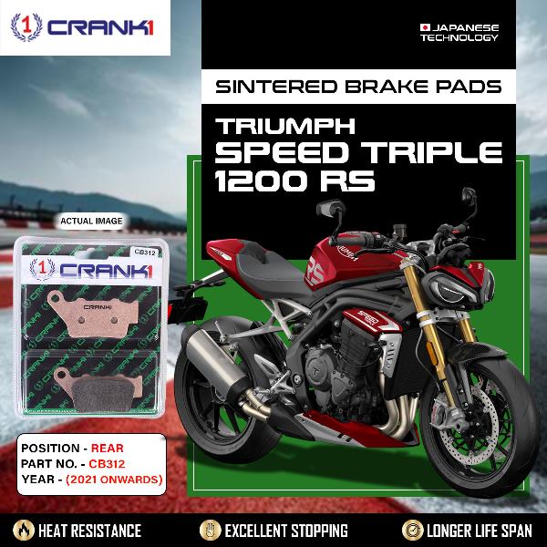CRANK1 Brake Pads Rear Triumph Speed Triple 1200 RS 2021 Onwards-CB312