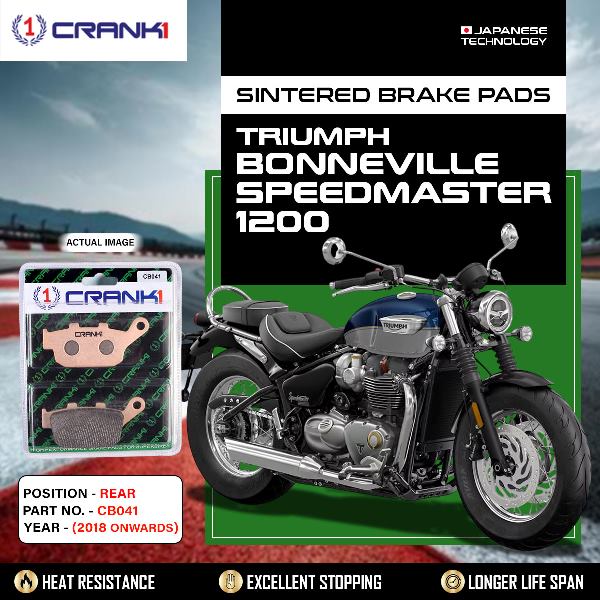 CRANK1 Brake Pads Rear Triumph Speedmaster 1200 2018 Onwards-CB041