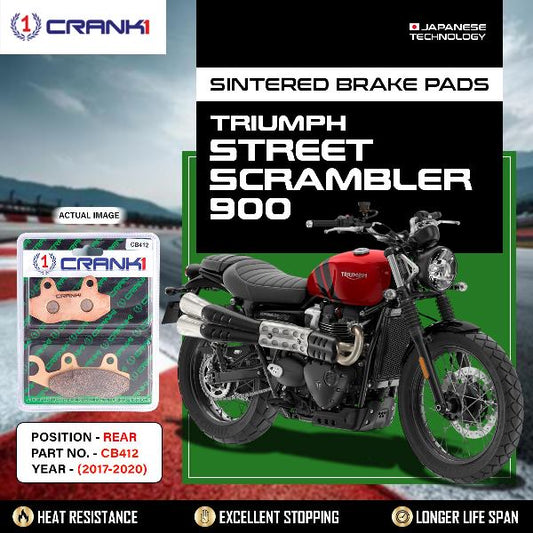 CRANK1 Brake Pads Rear Triumph Street Scrambler 900 (2017-2020)-CB412