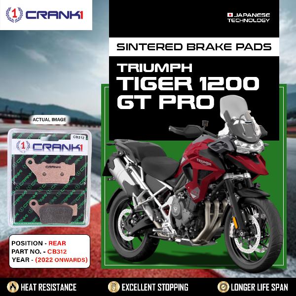 CRANK1 Brake Pads Rear Triumph Tiger 1200 GT Pro (2022 Onwards)-CB312