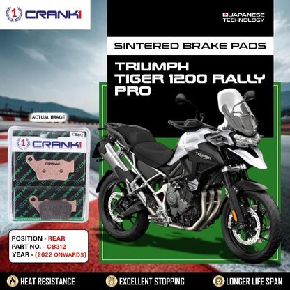 CRANK1 Brake Pads Rear Triumph Tiger 1200 Rally Pro 2022 Onwards-CB312