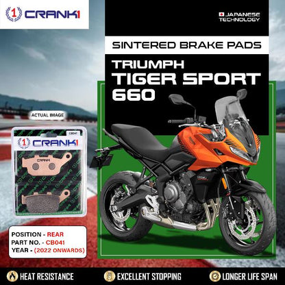 CRANK1 Brake Pads Rear Triumph Tiger Sport 660 2022 Onwards-CB041