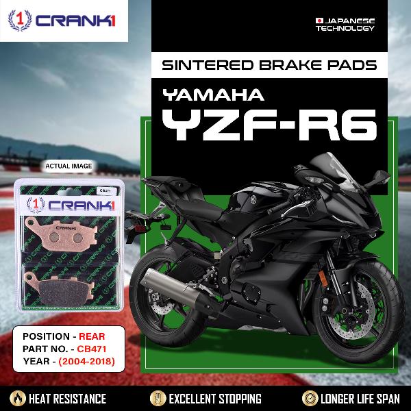 CRANK1 Brake Pads Rear Yamaha YZF-R6 (2004-2018)-CB471