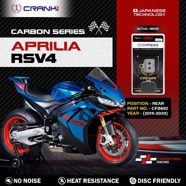 CRANK1 Carbon Brake Pads For Aprilia RSV4 2015-2020 - Rear - CFB662