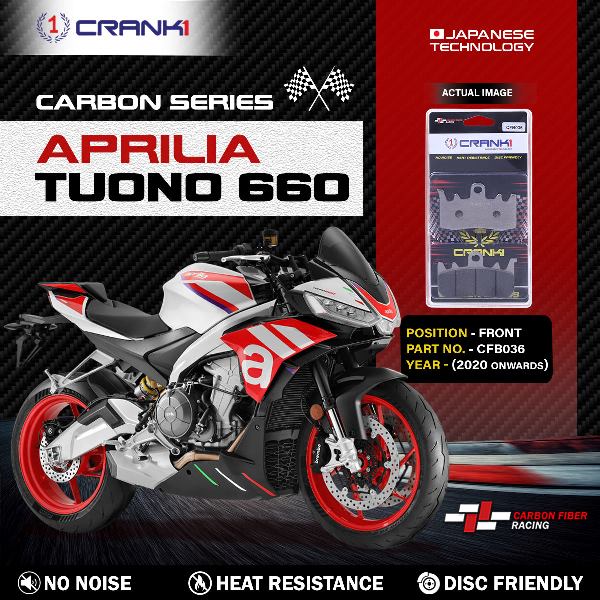 CRANK1 Carbon Brake Pads For Aprilia Tuono 660 ( 2020 Onwards )- Front - CFB036 - 2 Sets