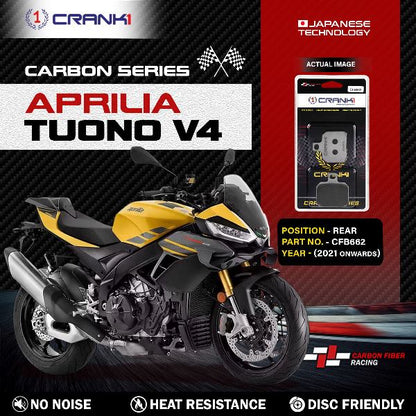 CRANK1 Carbon Brake Pads For Aprilia Tuono V4 2021 Onwards - Rear - CFB662