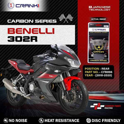 CRANK1 Carbon Brake Pads For Benelli 302R (2018-2020) - Rear - CFB896