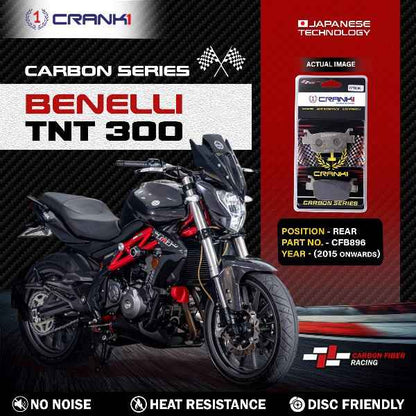 CRANK1 Carbon Brake Pads For Benelli TNT 300 (2015 Onwards)- Rear - CFB896