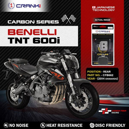 CRANK1 Carbon Brake Pads For Benelli TNT 600i ( 2014 Onwards )-Rear - CFB662