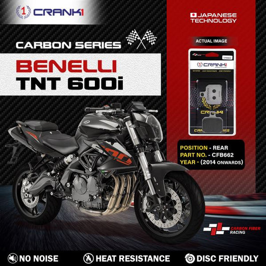 CRANK1 Carbon Brake Pads For Benelli TNT 600i ( 2014 Onwards )-Rear - CFB662