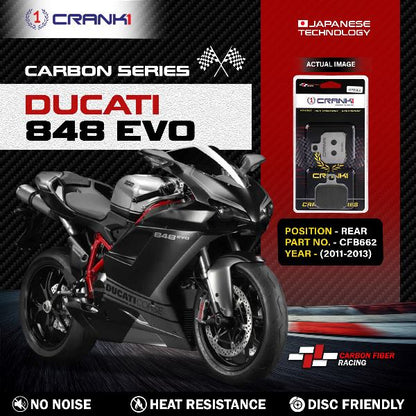 CRANK1 Carbon Brake Pads For Ducati Evo 848 2011-2013- Rear - CFB662