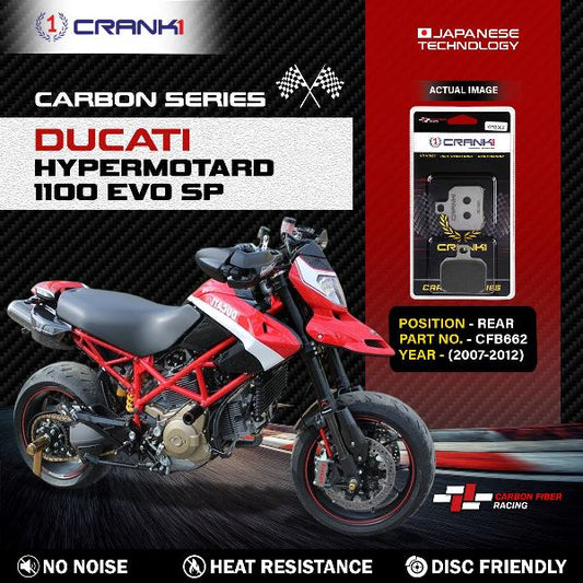CRANK1 Carbon Brake Pads For Ducati Hypermotard 1100 EVO  SP 2007-2012- Rear - CFB662
