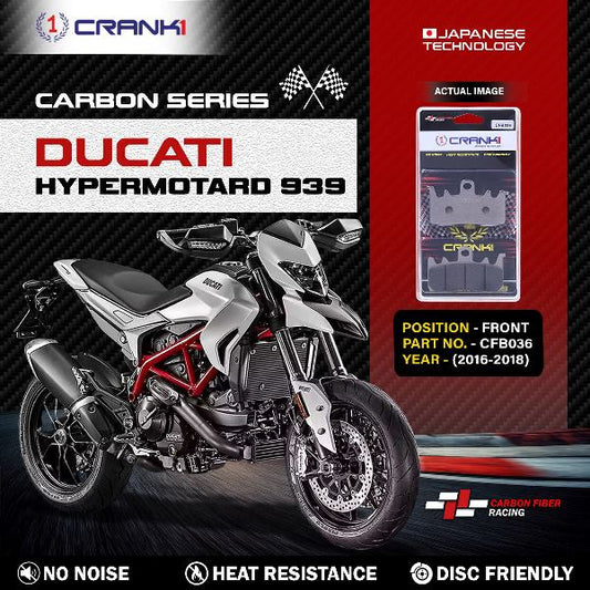 CRANK1 Carbon Brake Pads For Ducati Hypermotard 939 (  2016-2018 )- Front - CFB036 - 2 Sets