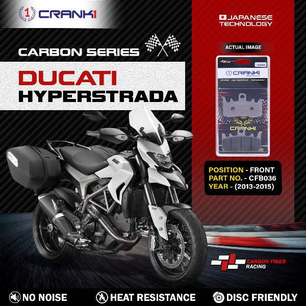 CRANK1 Carbon Brake Pads For Ducati Hyperstrada ( 2013-2015 )- Front - CFB036 - 2 Sets