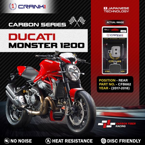 CRANK1 Carbon Brake Pads For Ducati Monster 1200 - 2017-2018- Rear - CFB662
