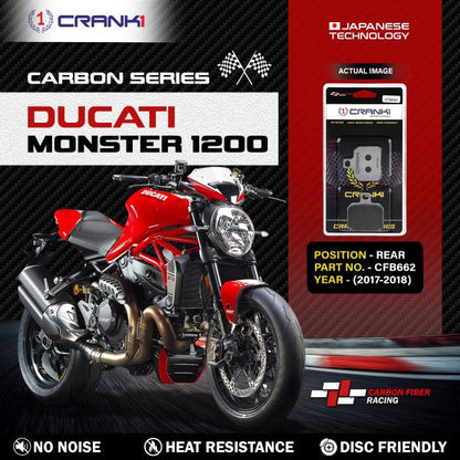 CRANK1 Carbon Brake Pads For Ducati Monster 1200 - 2017-2018- Rear - CFB662