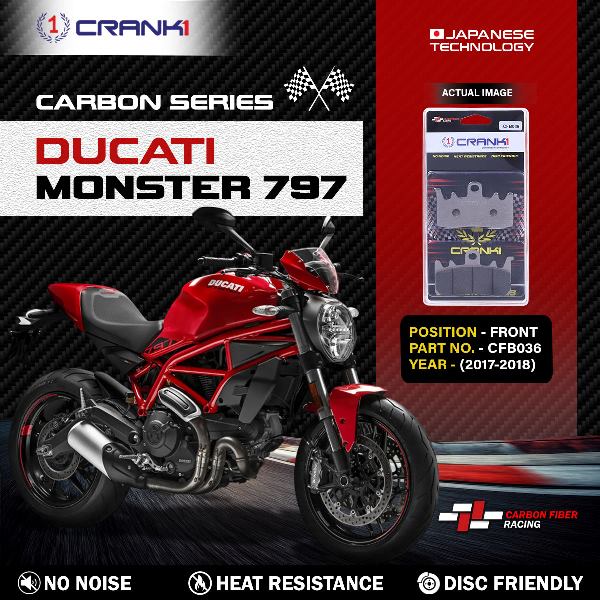 CRANK1 Carbon Brake Pads For Ducati Monster 797 ( 2017-2018 )- Front - CFB036 - 2 Sets
