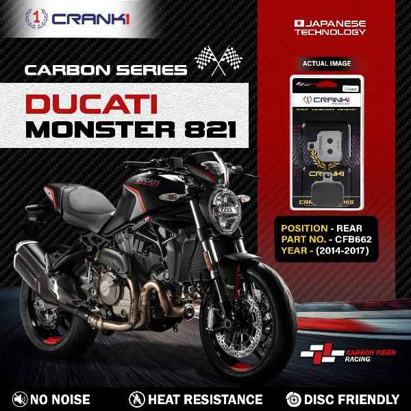 CRANK1 Carbon Brake Pads For Ducati Monster 821-(2014-2017)- Rear - CFB662