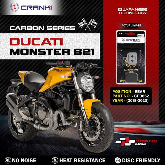 CRANK1 Carbon Brake Pads For Ducati Monster 821- 2018-2021- Rear - CFB662