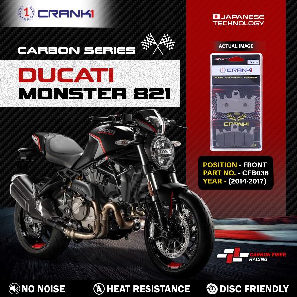CRANK1 Carbon Brake Pads For Ducati Monster 821 ( 2014-2017 )- Front - CFB036 - 2 Sets