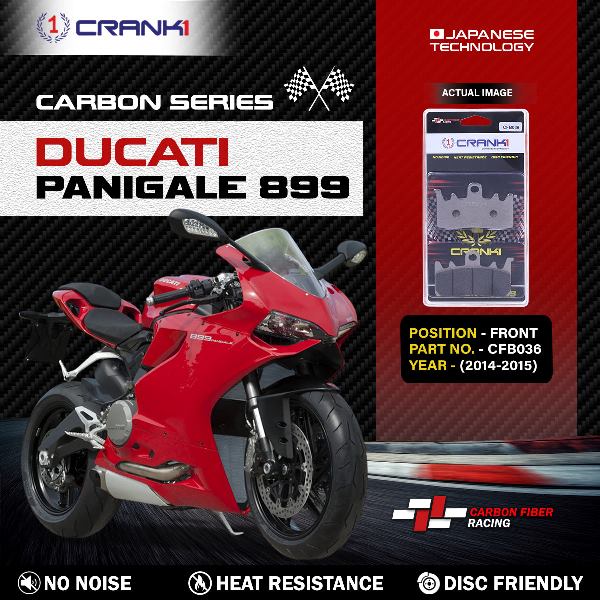 CRANK1 Carbon Brake Pads For Ducati Panigale 899 ( 2014-2015 )- Front - CFB036 - 2 Sets