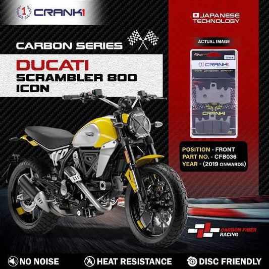 CRANK1 Carbon Brake Pads For  Ducati Scrambler 800 Icon Dark (2019 Onwards)- Front - CFB036 - 2 Sets