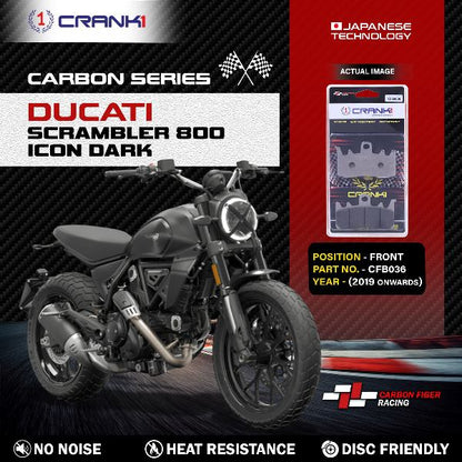 CRANK1 Carbon Brake Pads For  Ducati Scrambler 800 Icon Dark (2019 Onwards)- Front - CFB036 - 2 Sets