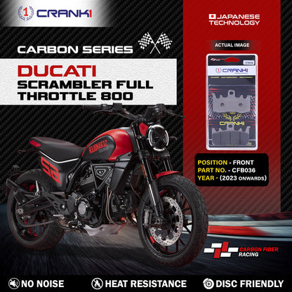 CRANK1 Carbon Brake Pads For Ducati Scrambler Full Throttle 800 (2023 Onwards)- Front - CFB036 - 2 Sets