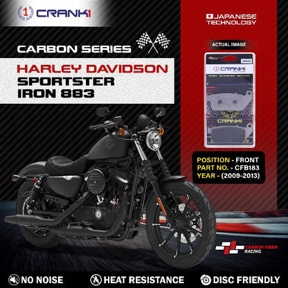 CRANK1 Carbon Brake Pads For Harley Davidson Iron 883 (2009-2013 - Front - CFB183