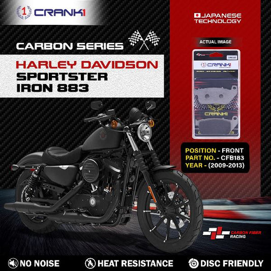 CRANK1 Carbon Brake Pads For Harley Davidson Iron 883 (2009-2013 - Front - CFB183