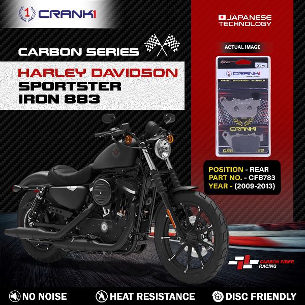 CRANK1 Carbon Brake Pads For Harley Davidson Iron 883 (2009-2013) - Rear - CFB783