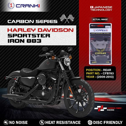 CRANK1 Carbon Brake Pads For Harley Davidson Iron 883 (2009-2013) - Rear - CFB783