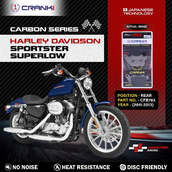CRANK1 Carbon Brake Pads For Harley Davidson Super Low (2011-2013)  - Rear - CFB783